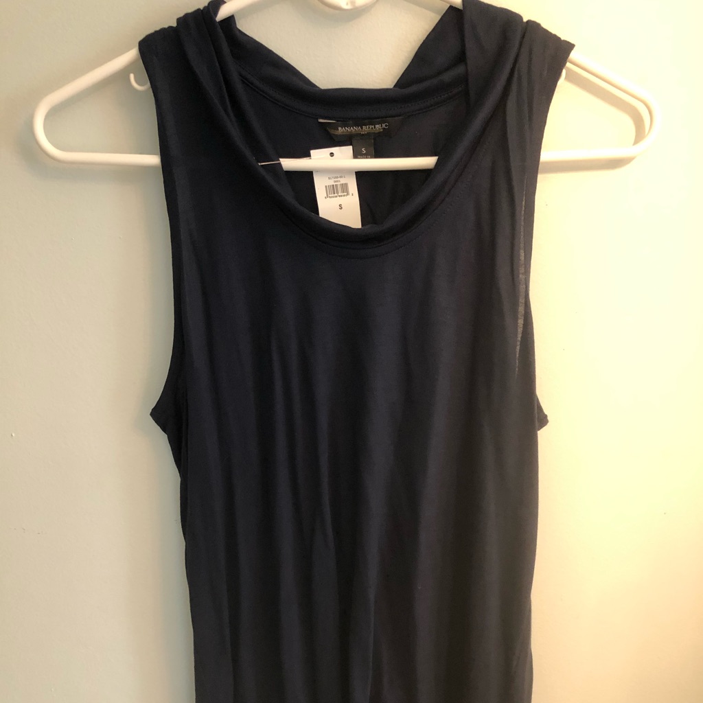 Navy Banana Republic Cowl Neck Tank Top